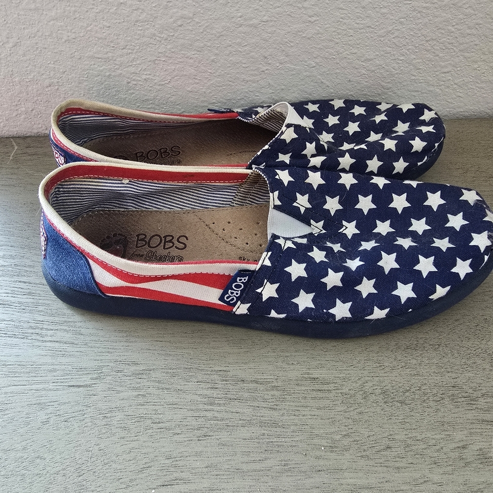BOBS by Skechers American Flag Slip-On Shoes - Size 7